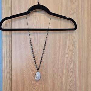 J. Jill Black Beaded Necklace with Stone Pendant